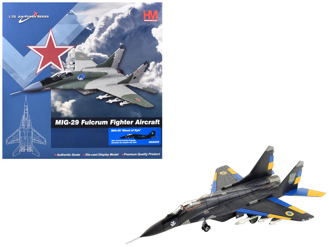 Mikoyan MIG-29 Fulcrum Aircraft "Ghost of Kyiv 40th Tactical Aviation Brigade Vasylkiv Air Base" (2023) Ukrainian Air Force "Air Power Series" 1/72 Diecast Model by Hobby Master-Hobby Master-ModelCars.com