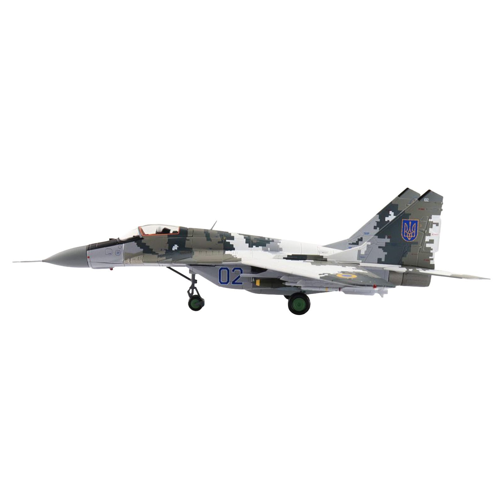 Mikoyan MiG - 29 Fulcrum - C Fighter Aircraft "Blue 02" (2022) Ukrainian Air Force "Air Power Series" 1/72 Diecast Model by Hobby Master - Hobby Master - ModelCars.com