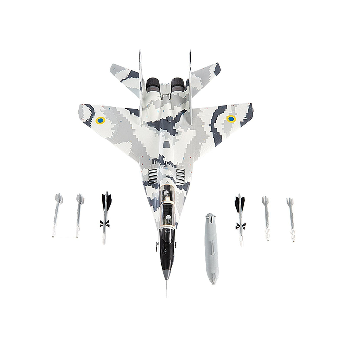 Mikoyan MiG-29UB Fulcrum-B Fighter Aircraft "Vasylkiv Air Base Ukraine" (2021) Ukrainian Air Force 1/72 Diecast Model by JC Wings-JC Wings-ModelCars.com