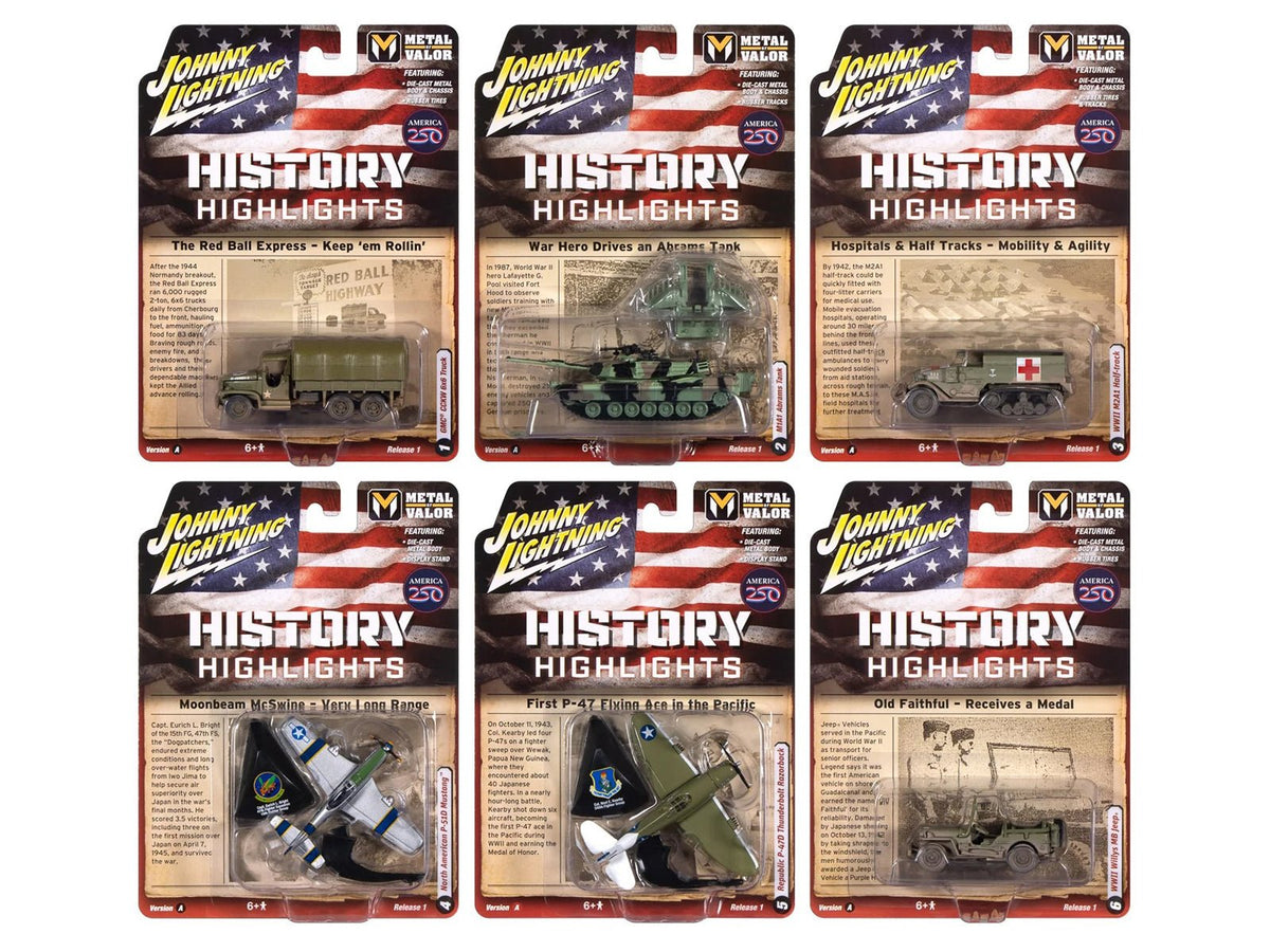 "Military" Set A of 6 pieces 2026 Release 1 Limited Edition 1/64 Diecast Model Cars by Johnny Lightning-Johnny Lightning-ModelCars.com