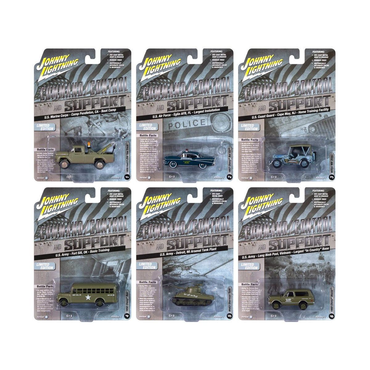 "Military" Set B of 6 pieces 2024 Release 2 Limited Edition Diecast Models by Johnny Lightning $68.09 - Johnny Lightning - ModelCars.com