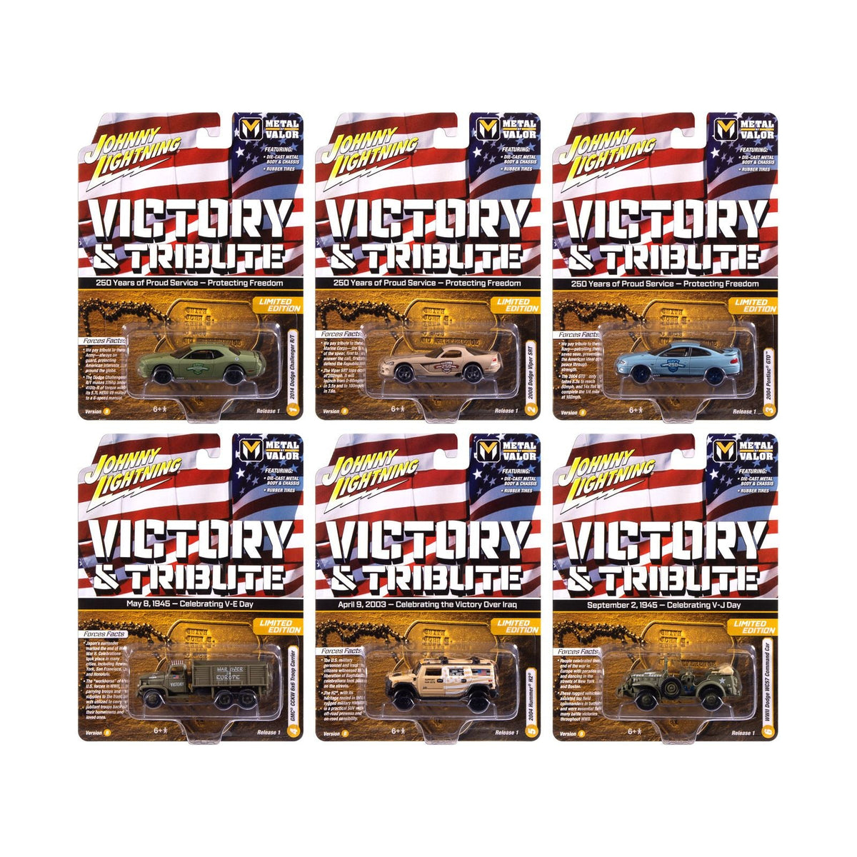 "Military" Set B of 6 pieces 2025 Release 1 Limited Edition Diecast Models by Johnny Lightning-Johnny Lightning-ModelCars.com