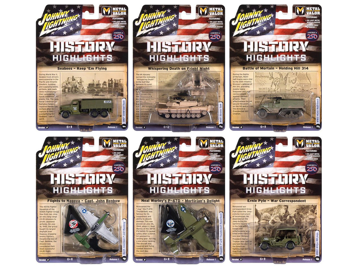 "Military" Set B of 6 pieces 2026 Release 1 Limited Edition 1/64 Diecast Model Cars by Johnny Lightning-Johnny Lightning-ModelCars.com