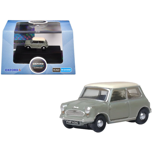 Mini Classic Tweed Gray with Cream Top 1/148 (N) Scale Diecast Model Car by Oxford Diecast-Oxford Diecast-ModelCars.com