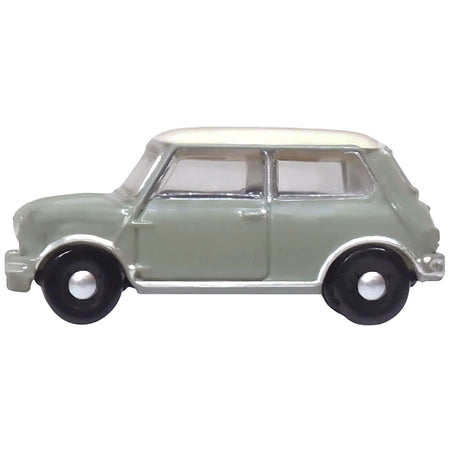 Mini Classic Tweed Gray with Cream Top 1/148 (N) Scale Diecast Model Car by Oxford Diecast-Oxford Diecast-ModelCars.com