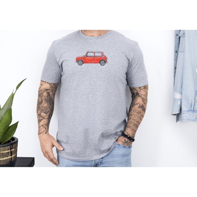 Mini Cooper 1.3 with Union Jack Roof Sketch Art T-Shirt-Modelcars.com-ModelCars.com