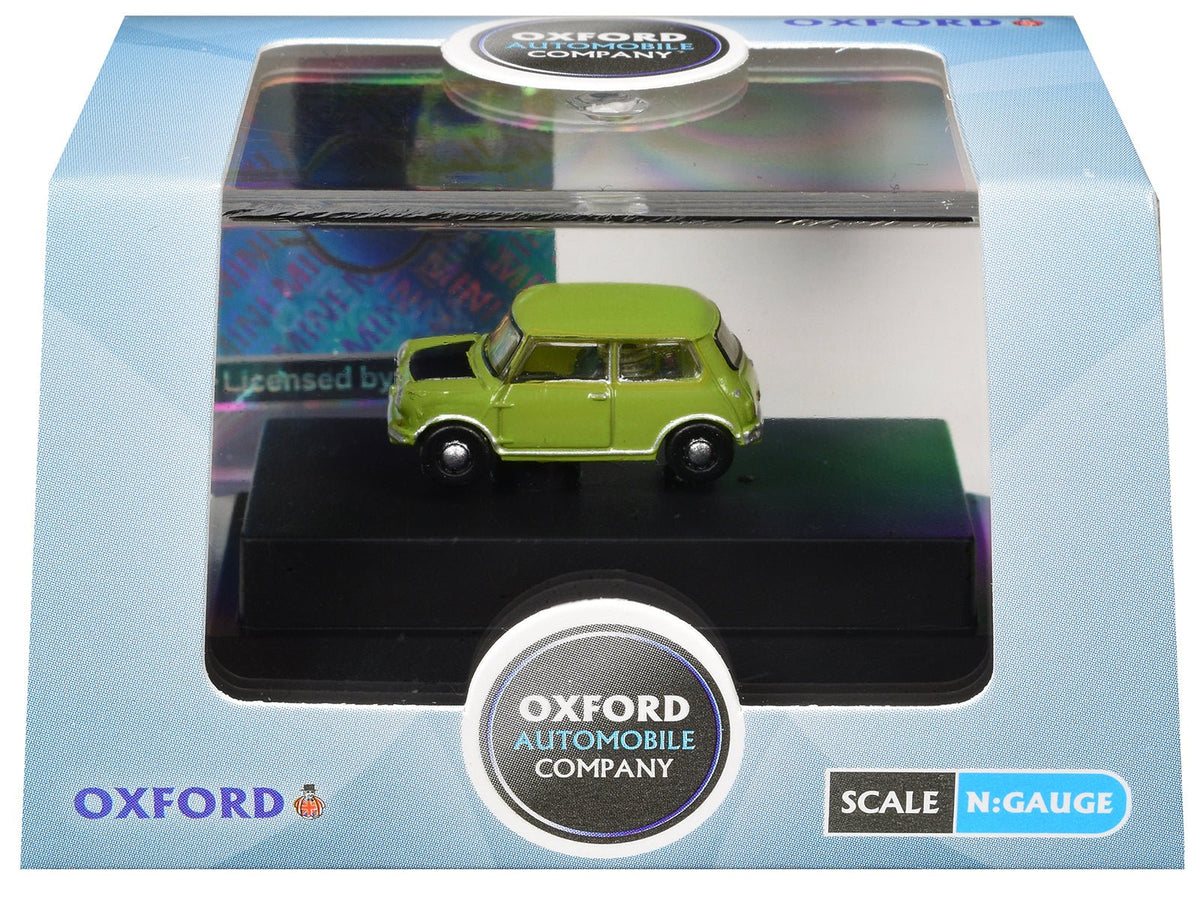 Mini Cooper Lime Green with Matt Black Hood 1/148 (N) Scale Diecast Model Car by Oxford Diecast-Oxford Diecast-ModelCars.com