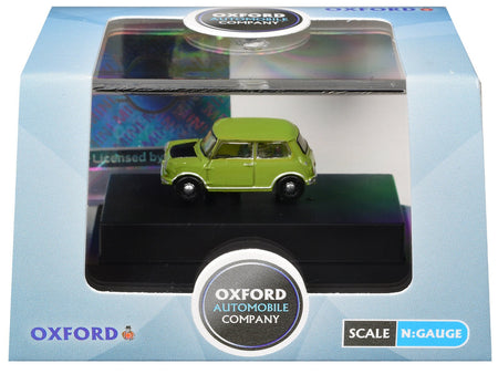 Mini Cooper Lime Green with Matt Black Hood 1/148 (N) Scale Diecast Model Car by Oxford Diecast-Oxford Diecast-ModelCars.com