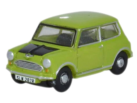 Mini Cooper Lime Green with Matt Black Hood 1/148 (N) Scale Diecast Model Car by Oxford Diecast-Oxford Diecast-ModelCars.com