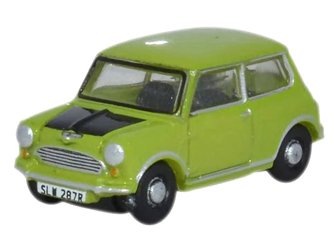 Mini Cooper Lime Green with Matt Black Hood 1/148 (N) Scale Diecast Model Car by Oxford Diecast-Oxford Diecast-ModelCars.com