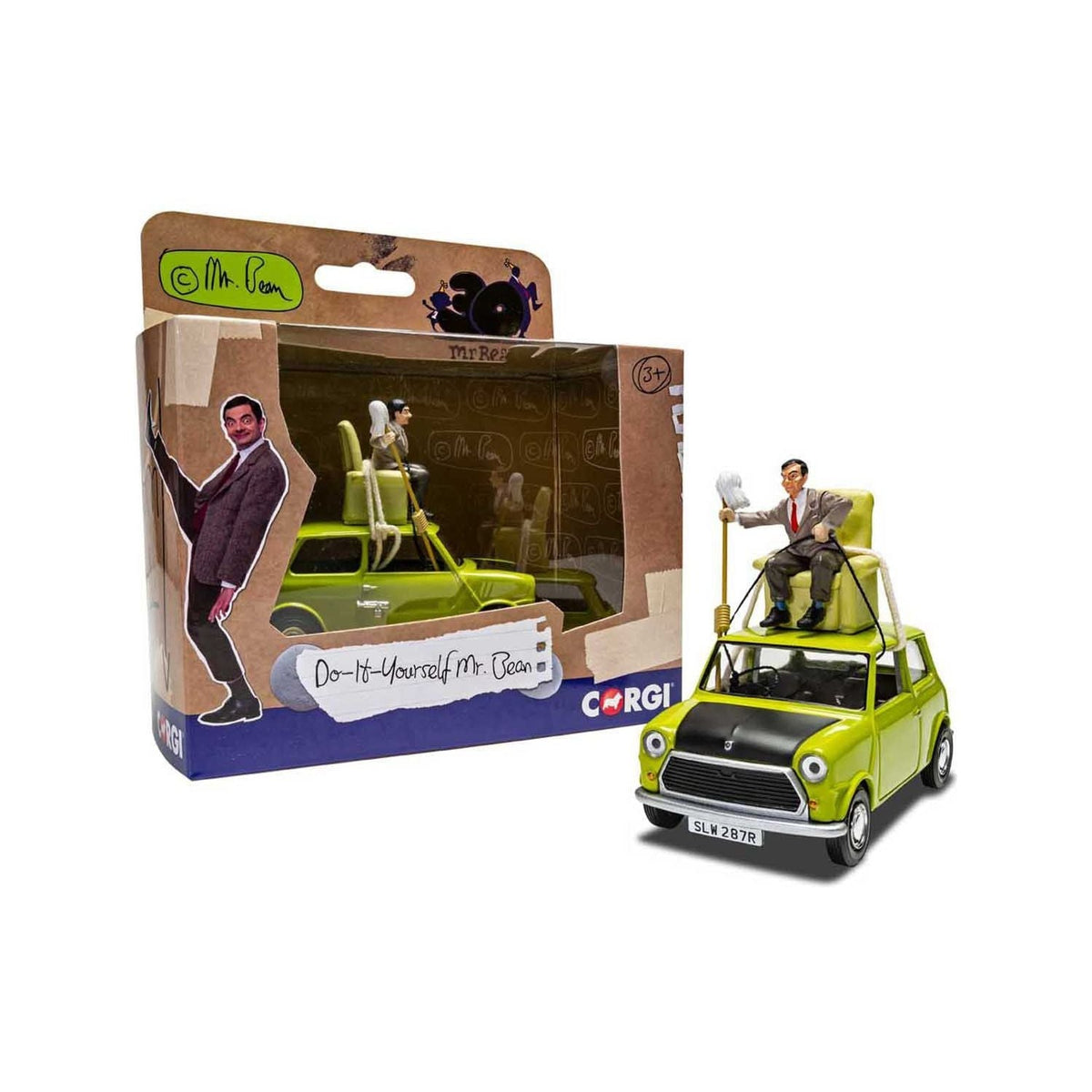 Mini Cooper RHD (Right Hand Drive) Yellow "Do-It-Yourself Mr. Bean" Modified Car "Mr. Bean" (1990-1995) TV Series Diecast Model Car by Corgi-Corgi-ModelCars.com