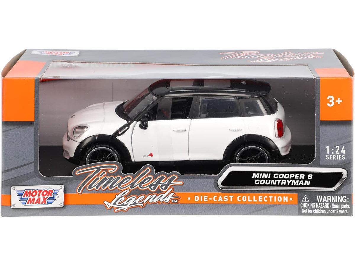 Mini Cooper S Countryman White 1/24 Diecast Car Model by Motormax-Motormax-ModelCars.com
