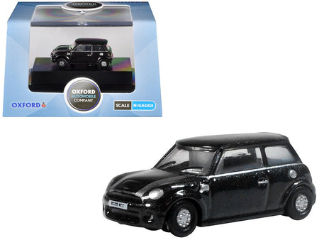 Mini Cooper S RHD (Right Hand Drive) Midnight Black with Silver Stripes 1/148 (N) Scale Diecast Model Car by Oxford Diecast-Oxford Diecast-ModelCars.com
