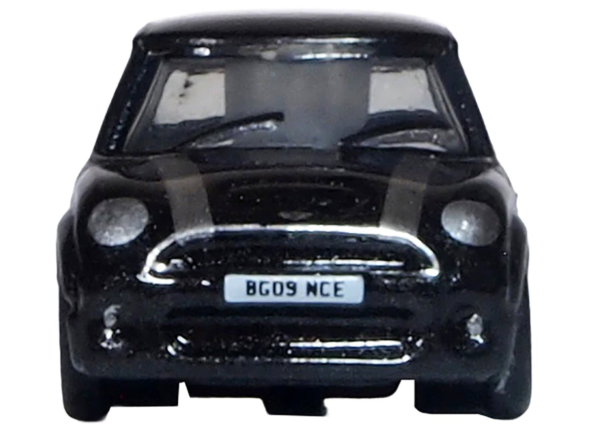 Mini Cooper S RHD (Right Hand Drive) Midnight Black with Silver Stripes 1/148 (N) Scale Diecast Model Car by Oxford Diecast-Oxford Diecast-ModelCars.com
