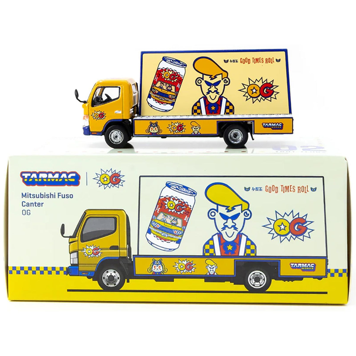 Mitsubishi Fuso Canter Mobile Ad Truck RHD (Right Hand Drive) "OG Beer" Yellow with Graphics "Truck64" Series 1/64 Diecast Model Car by Tarmac Works-Tarmac Works-ModelCars.com