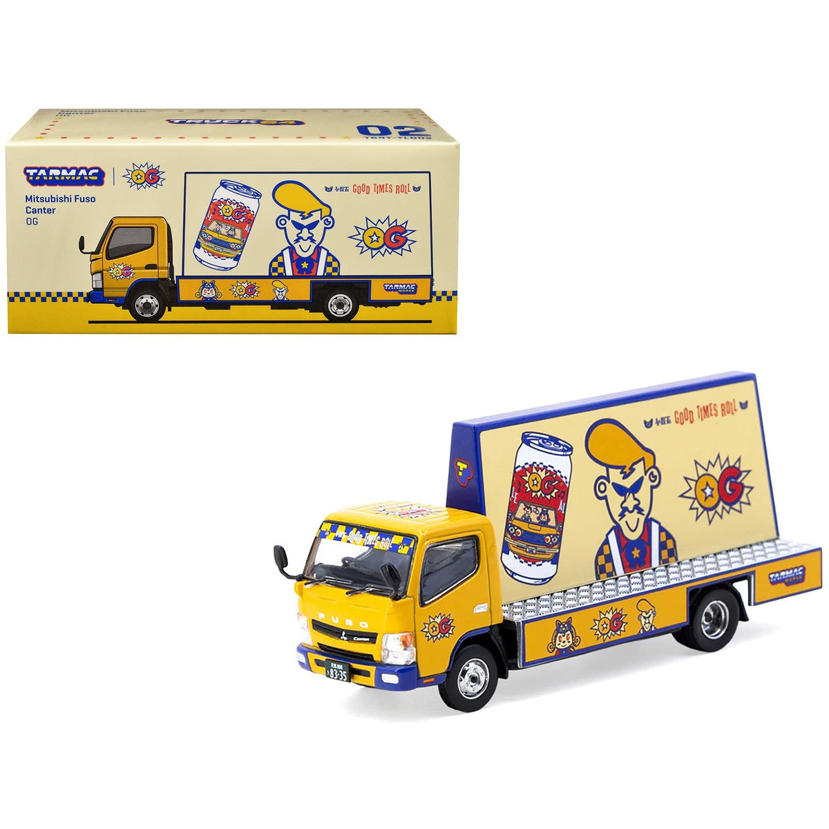 Mitsubishi Fuso Canter Mobile Ad Truck RHD (Right Hand Drive) "OG Beer" Yellow with Graphics "Truck64" Series 1/64 Diecast Model Car by Tarmac Works-Tarmac Works-ModelCars.com