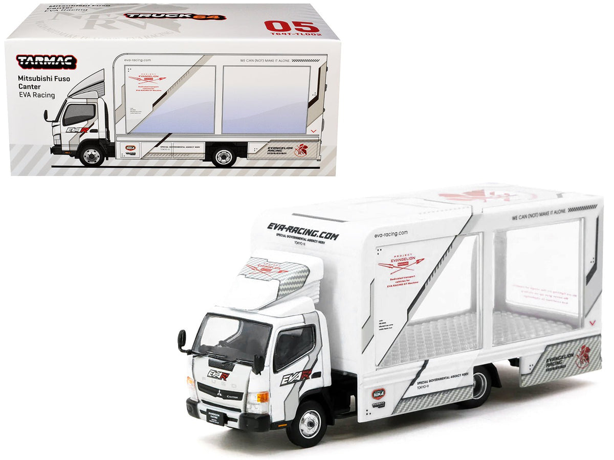 Mitsubishi Fuso Canter Mobile Display Truck RHD (Right Hand Drive) "EVA Racing" White with Graphics "Truck64" Series 1/64 Diecast Model Car by Tarmac Works-Tarmac Works-ModelCars.com