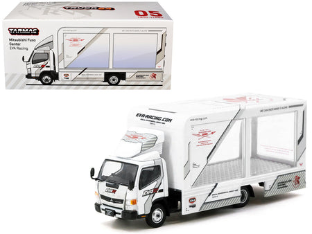 Mitsubishi Fuso Canter Mobile Display Truck RHD (Right Hand Drive) "EVA Racing" White with Graphics "Truck64" Series 1/64 Diecast Model Car by Tarmac Works-Tarmac Works-ModelCars.com