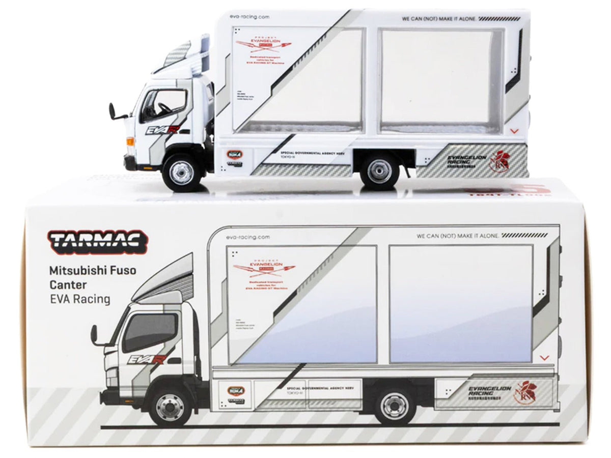Mitsubishi Fuso Canter Mobile Display Truck RHD (Right Hand Drive) "EVA Racing" White with Graphics "Truck64" Series 1/64 Diecast Model Car by Tarmac Works-Tarmac Works-ModelCars.com