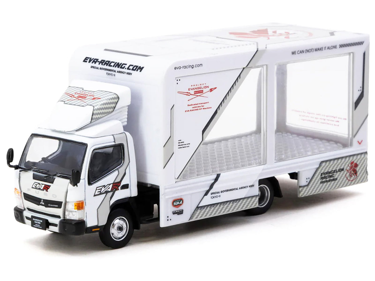 Mitsubishi Fuso Canter Mobile Display Truck RHD (Right Hand Drive) "EVA Racing" White with Graphics "Truck64" Series 1/64 Diecast Model Car by Tarmac Works-Tarmac Works-ModelCars.com