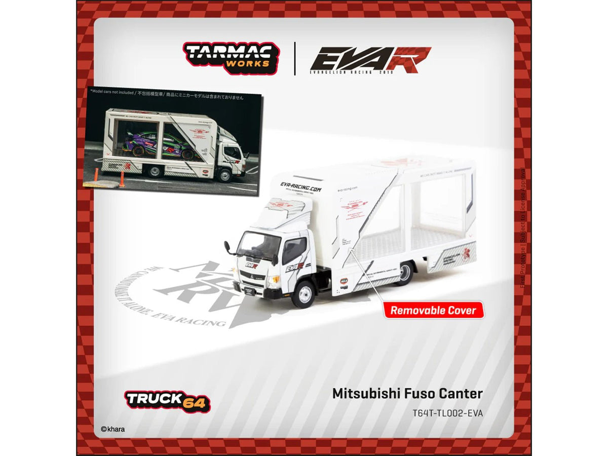 Mitsubishi Fuso Canter Mobile Display Truck RHD (Right Hand Drive) "EVA Racing" White with Graphics "Truck64" Series 1/64 Diecast Model Car by Tarmac Works-Tarmac Works-ModelCars.com