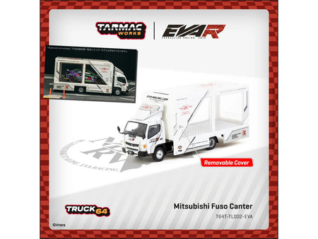 Mitsubishi Fuso Canter Mobile Display Truck RHD (Right Hand Drive) "EVA Racing" White with Graphics "Truck64" Series 1/64 Diecast Model Car by Tarmac Works-Tarmac Works-ModelCars.com