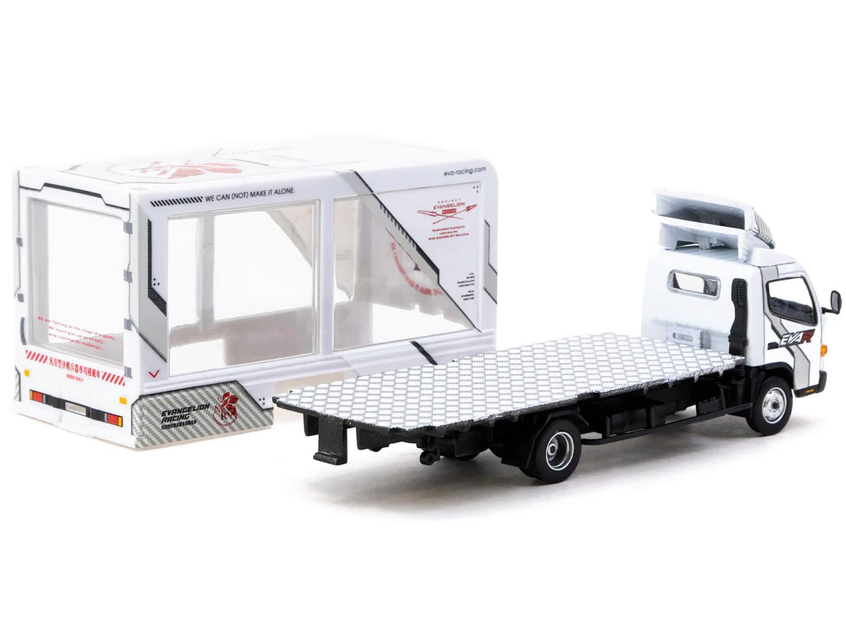 Mitsubishi Fuso Canter Mobile Display Truck RHD (Right Hand Drive) "EVA Racing" White with Graphics "Truck64" Series 1/64 Diecast Model Car by Tarmac Works-Tarmac Works-ModelCars.com