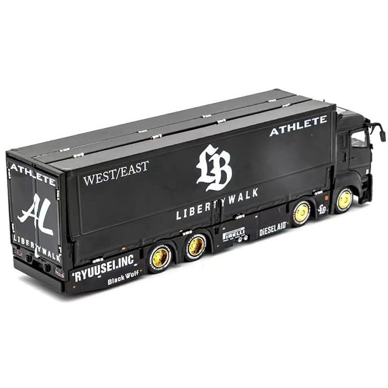 Mitsubishi Fuso Super Great Transporter RHD (Right Hand Drive) "Liberty Walk LB - Trucks" Black with Graphics 1/64 Diecast Model by GCD - GCD - ModelCars.com