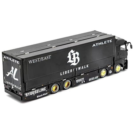 Mitsubishi Fuso Super Great Transporter RHD (Right Hand Drive) "Liberty Walk LB - Trucks" Black with Graphics 1/64 Diecast Model by GCD - GCD - ModelCars.com