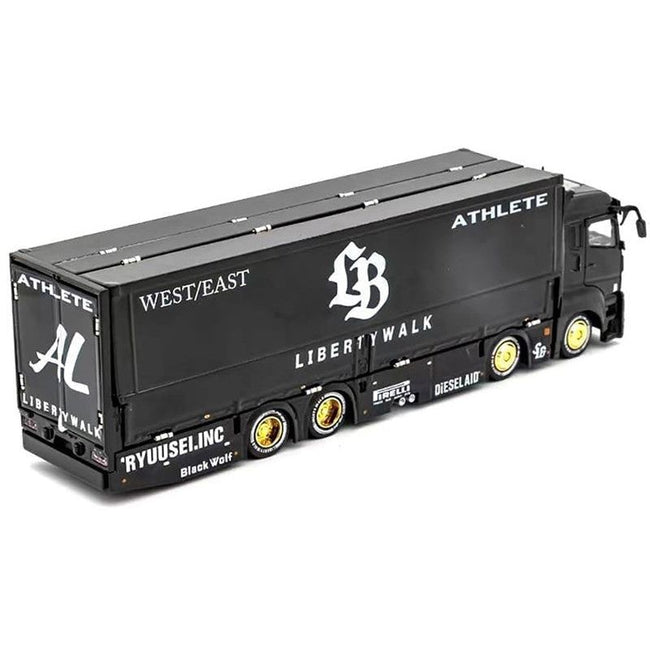 Mitsubishi Fuso Super Great Transporter RHD (Right Hand Drive) "Liberty Walk LB - Trucks" Black with Graphics 1/64 Diecast Model by GCD - GCD - ModelCars.com