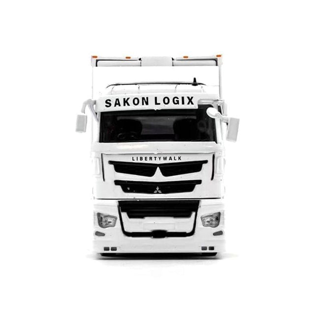 Mitsubishi Fuso Super Great Transporter RHD (Right Hand Drive) "Liberty Walk LB-Trucks" White with Graphics 1/64 Diecast Model by GCD-GCD-ModelCars.com