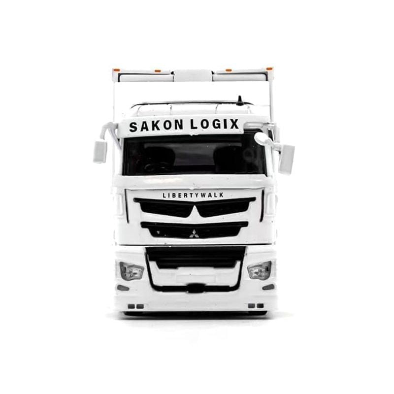 Mitsubishi Fuso Super Great Transporter RHD (Right Hand Drive) "Liberty Walk LB - Trucks" White with Graphics 1/64 Diecast Model by GCD - GCD - ModelCars.com