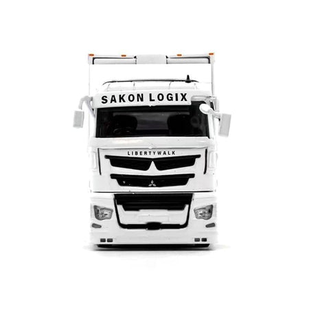 Mitsubishi Fuso Super Great Transporter RHD (Right Hand Drive) "Liberty Walk LB - Trucks" White with Graphics 1/64 Diecast Model by GCD - GCD - ModelCars.com