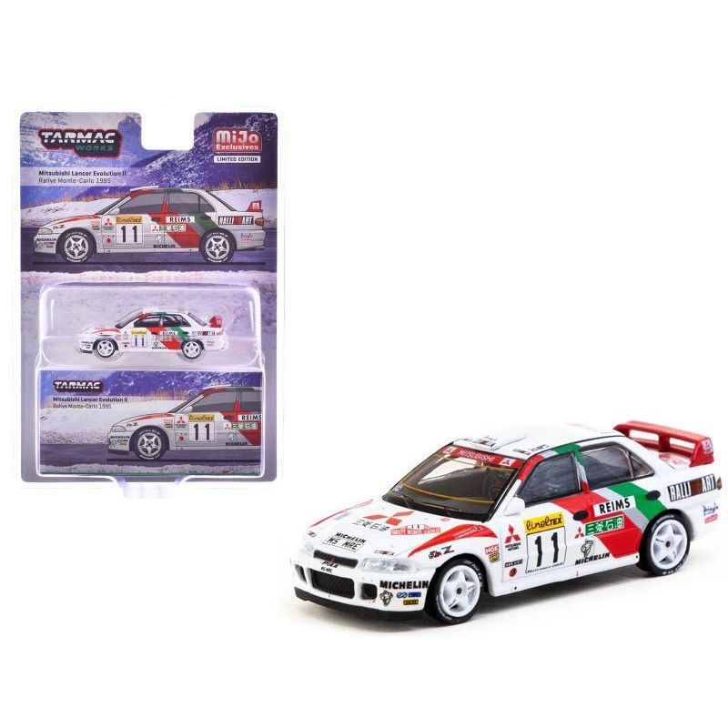 Mitsubishi Lancer Evolution II RHD (Right Hand Drive) 11 Tommi Makinen - Seppo Harjanne "Rallye Monte - Carlo" (1995) "Global64" Series 1/64 Diecast Model by Tarmac Works - Tarmac Works - ModelCars.com