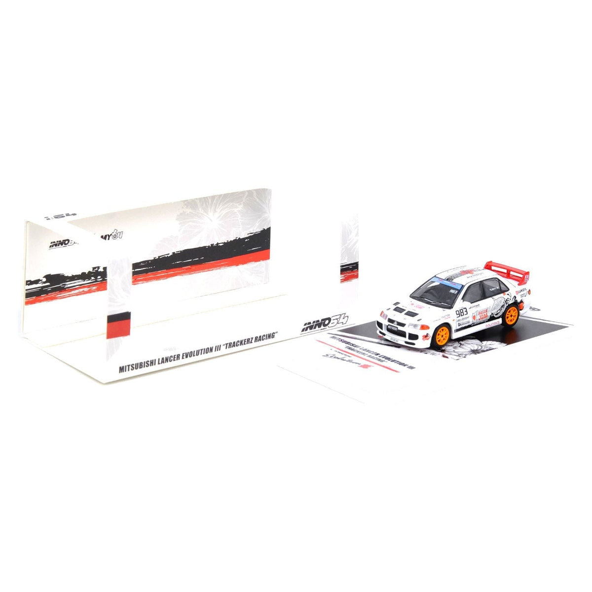 Mitsubishi Lancer Evolution III RHD (Right Hand Drive) 983 "Trackerz Racing" 1/64 Diecast Model Car by Inno Models-Inno Models-ModelCars.com