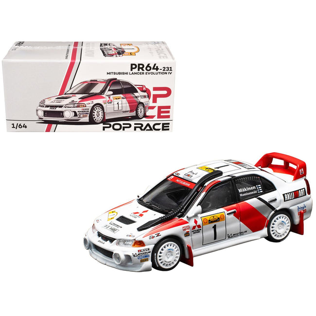 Mitsubishi Lancer Evolution IV RHD (Right Hand Drive) #1 Tommi Makinen - Risto Mannisenmaki "Safari Rally Kenya" (1998) 1/64 Diecast Model Car by Pop Race-Pop Race-ModelCars.com
