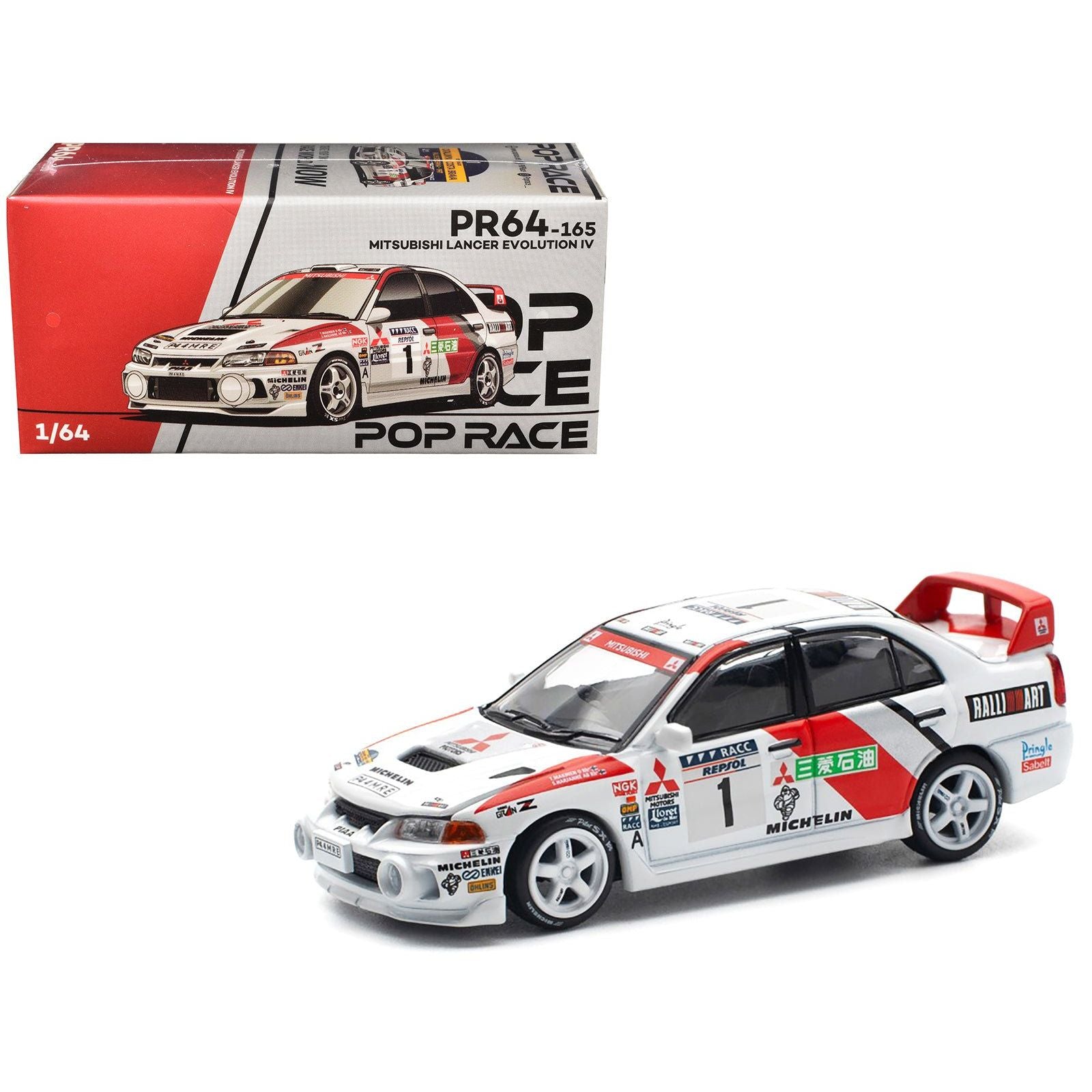 Mitsubishi Lancer Evolution IV RHD (Right Hand Drive) 1 Tommi Makinen - Seppo Harjanne Winner "Rally de Catalunya" (1997) 1/64 Diecast Model Car by Pop Race - Pop Race - ModelCars.com