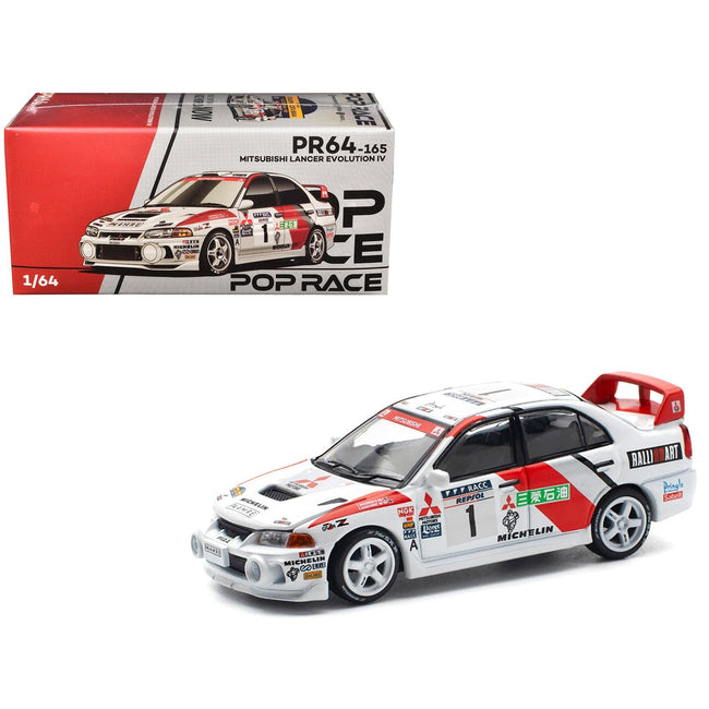 Mitsubishi Lancer Evolution IV RHD (Right Hand Drive) 1 Tommi Makinen - Seppo Harjanne Winner "Rally de Catalunya" (1997) 1/64 Diecast Model Car by Pop Race - Pop Race - ModelCars.com