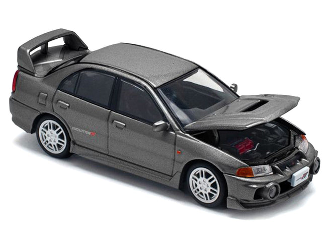 Mitsubishi Lancer Evolution IV RHD (Right Hand Drive) Dark Gray Metallic 1/64 Diecast Model Car by Pop Race-Pop Race-ModelCars.com