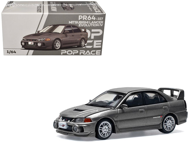 Mitsubishi Lancer Evolution IV RHD (Right Hand Drive) Dark Gray Metallic 1/64 Diecast Model Car by Pop Race-Pop Race-ModelCars.com