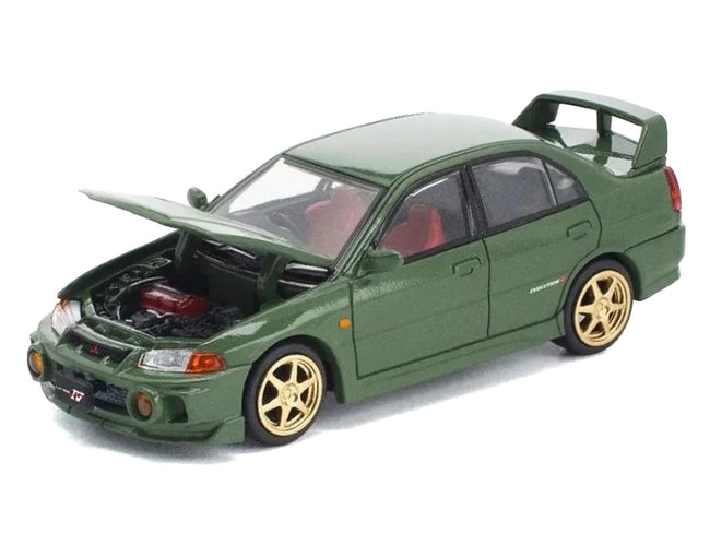 Mitsubishi Lancer Evolution IV RHD (Right Hand Drive) Green with Red Interior and Gold Wheels "Enigma Exclusive Edition" 1/64 Diecast Model Car by Pop Race-Pop Race-ModelCars.com