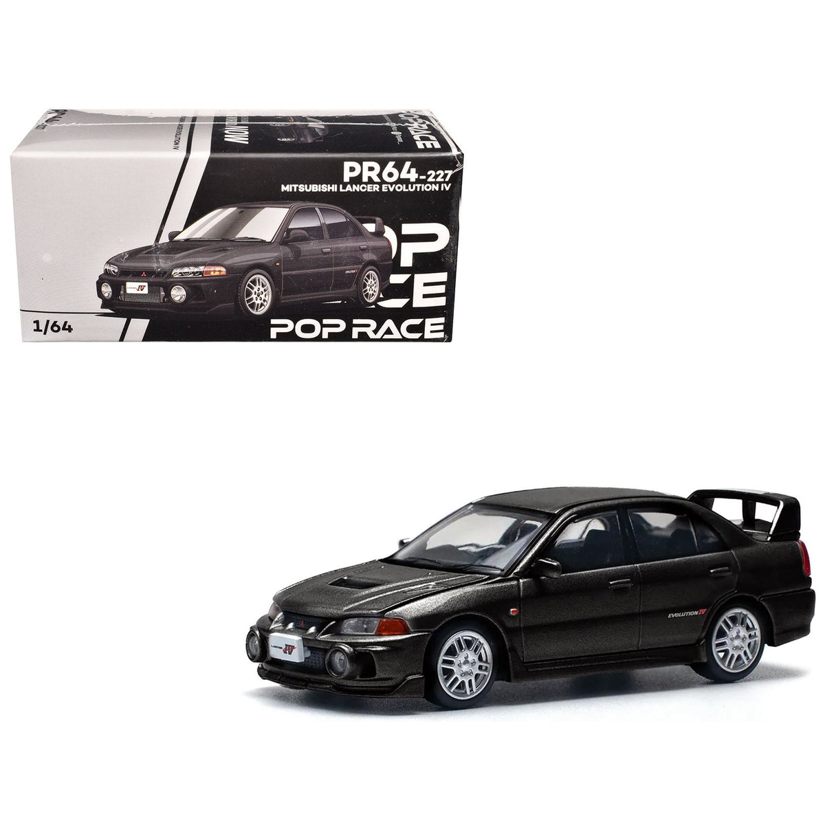 Mitsubishi Lancer Evolution IV RHD (Right Hand Drive) Pyrenees Black Pearl 1/64 Diecast Model Car by Pop Race-Pop Race-ModelCars.com