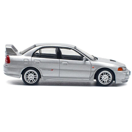 Mitsubishi Lancer Evolution IV RHD (Right Hand Drive) Steel Silver Metallic 1/64 Diecast Model Car by Pop Race-Pop Race-ModelCars.com