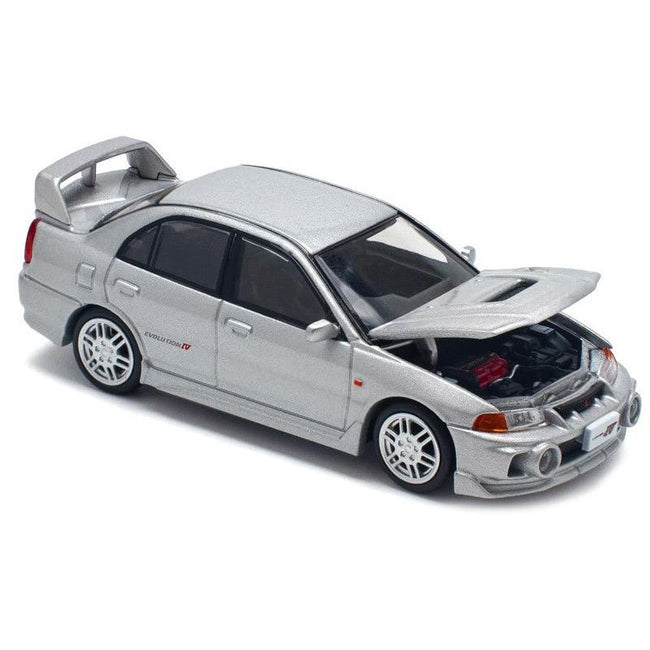 Mitsubishi Lancer Evolution IV RHD (Right Hand Drive) Steel Silver Metallic 1/64 Diecast Model Car by Pop Race - Pop Race - ModelCars.com