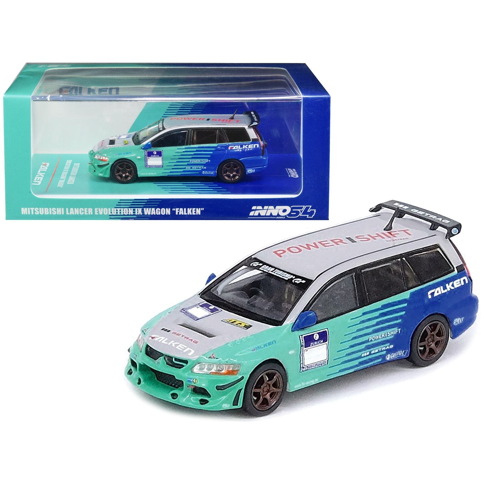 Mitsubishi Lancer Evolution IX Wagon RHD (Right Hand Drive) "Falken" Livery 1/64 Diecast Model Car by Inno Models - Inno Models - ModelCars.com