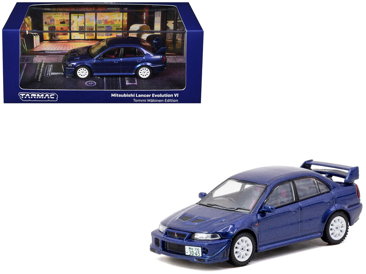 Mitsubishi Lancer Evolution VI RHD (Right Hand Drive) "Tommi Makinen Edition" Blue Metallic "Road64" Series 1/64 Diecast Model by Tarmac Works-Tarmac Works-ModelCars.com