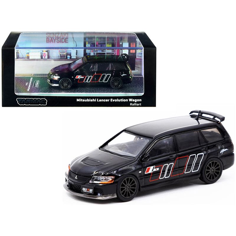 Mitsubishi Lancer Evolution Wagon RHD (Right Hand Drive) "Ralliart" Black with Graphics 1/64 Diecast Model Car by Tarmac Works - Tarmac Works - ModelCars.com