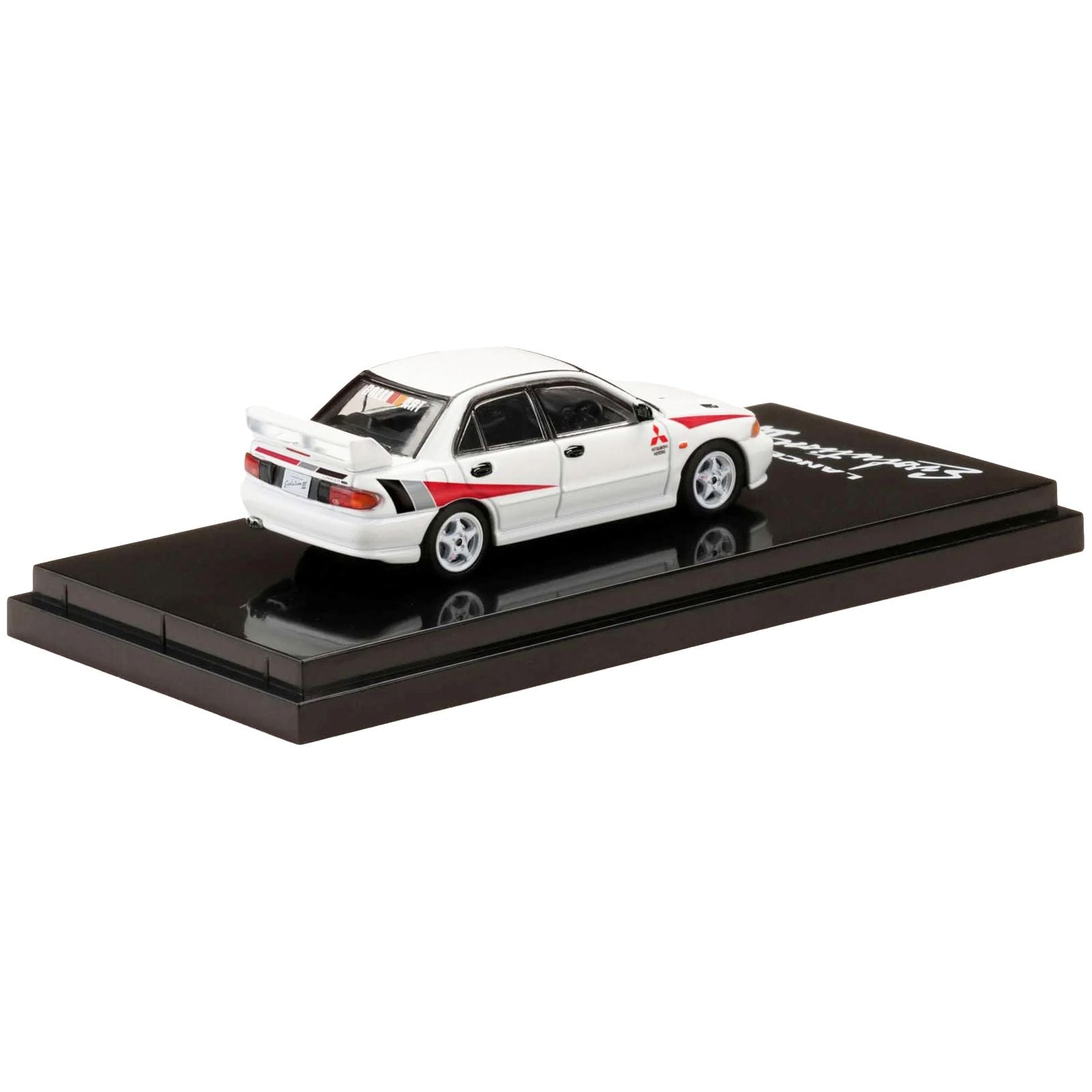 Mitsubishi Lancer RS Evolution III RHD (Right Hand Drive) Scortia White with Red Rally Stripes 1/64 Diecast Model Car by Hobby Japan - Hobby Japan - ModelCars.com