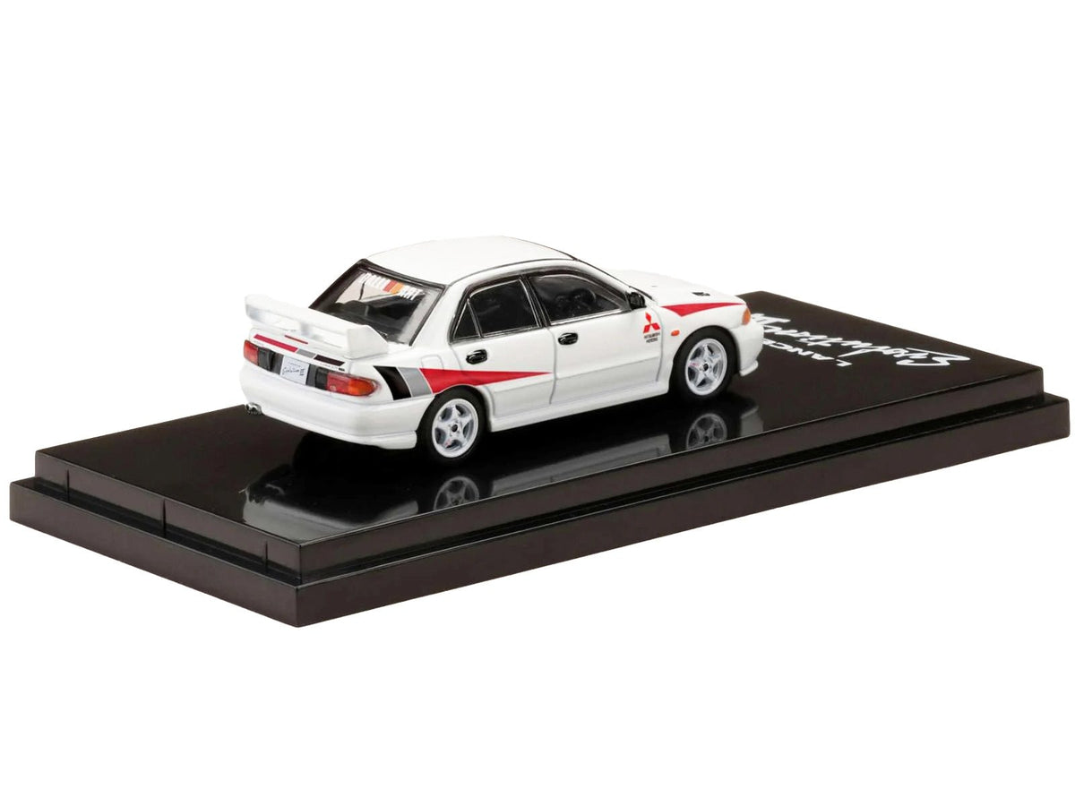 Mitsubishi Lancer RS Evolution III RHD (Right Hand Drive) Scortia White with Red Rally Stripes 1/64 Diecast Model Car by Hobby Japan-Hobby Japan-ModelCars.com