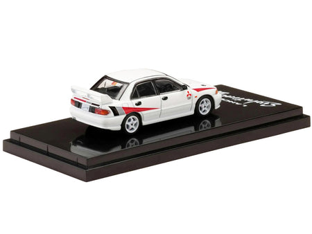 Mitsubishi Lancer RS Evolution III RHD (Right Hand Drive) Scortia White with Red Rally Stripes 1/64 Diecast Model Car by Hobby Japan-Hobby Japan-ModelCars.com